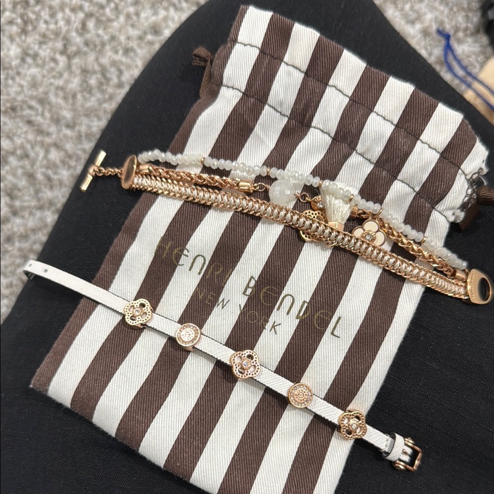 Henri Bendel Gold and Cream Bracelet Collection